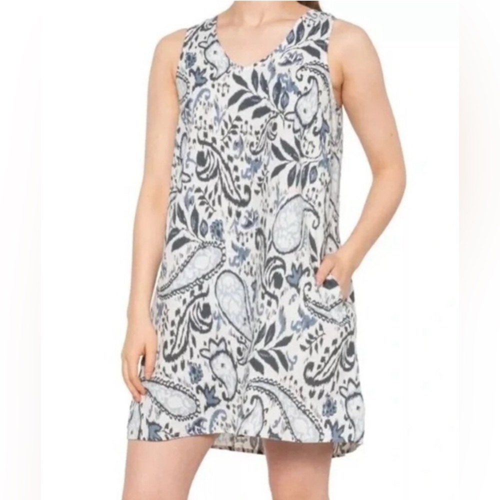 Lucky Brand Paisley Print Boho Linen Sleeveless Dress size Large